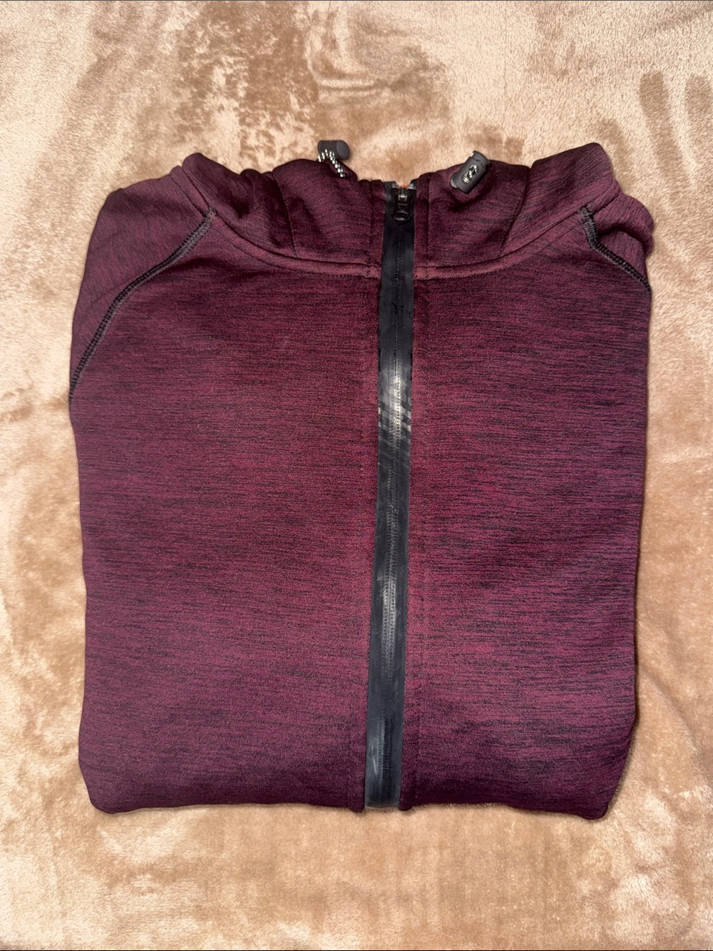 American Eagle Outfitters Hooded Zip Jacket in Plum with Orange Lining